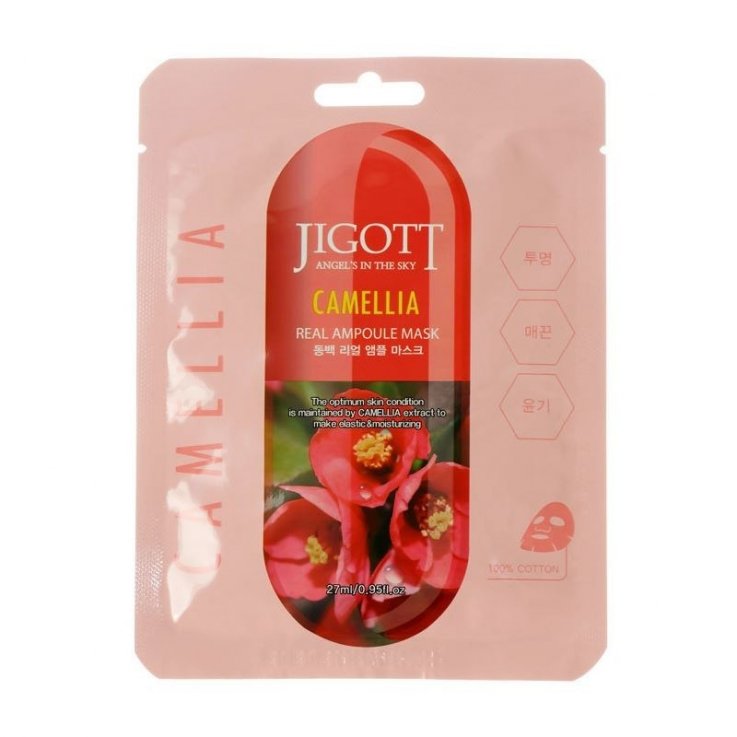 Маска тканевая для лица Jigott Camellia Real Ampoule Mask с экстрактом камелии