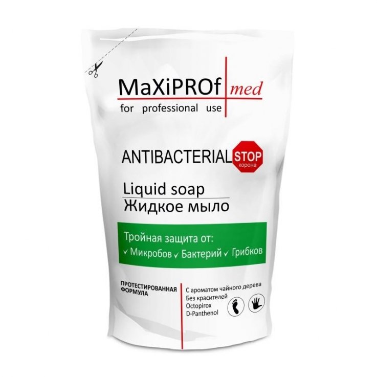 Антибактериальное жидкое мыло MaXiPROf С ароматом чайного дерева 500мл дой-пак