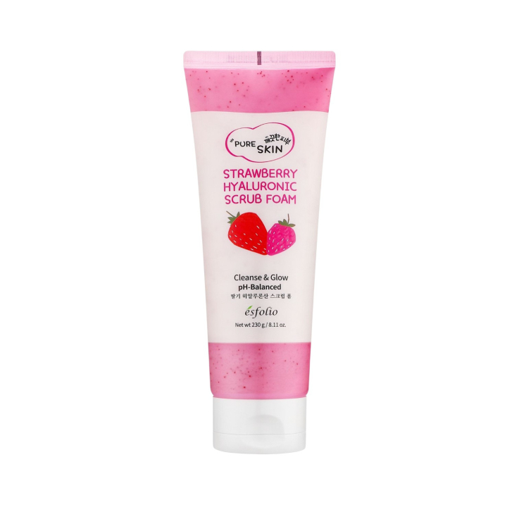 Пенка-скраб для лица Esfolio Pure Skin с гиалуроновой кислотой и экстрактом клубники 230г
