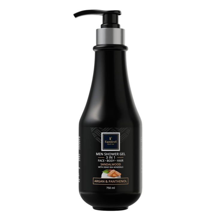 Шампунь-гель Famirel для душу для чоловіків 3в1 Сандал з аргановим маслом та пантенолом 750мл