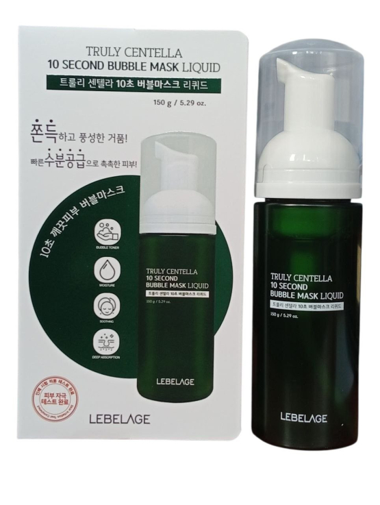 Пенистая маска LEBELAGE для лица TRULY CENTELLA 10 SECOND BUBBLE MASK LIQUID 100мл
