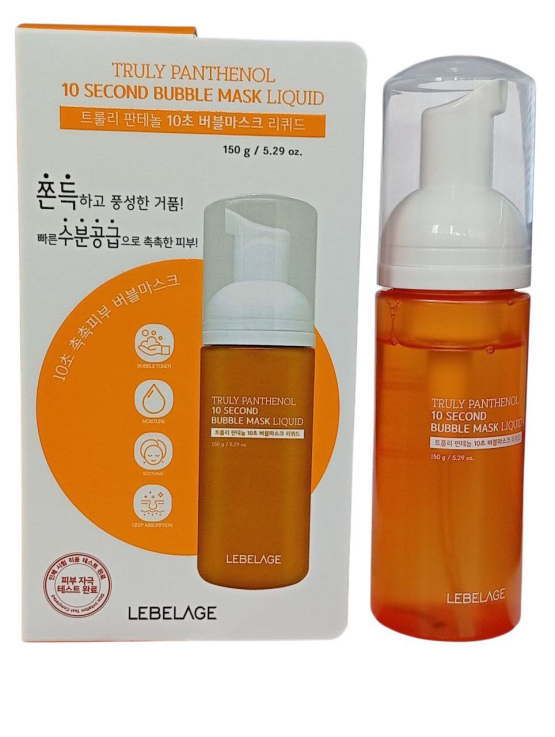 Пенистая маска LEBELAGE  для лица TRULY PANTENOL 10 SECOND BUBBLE MASK LIQUID 150 г