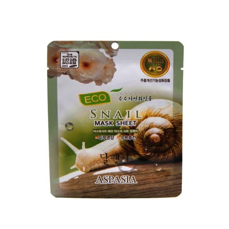 Маска тканинна для обличчя Aspasia Eco Snail з екстрактом муцину равлик