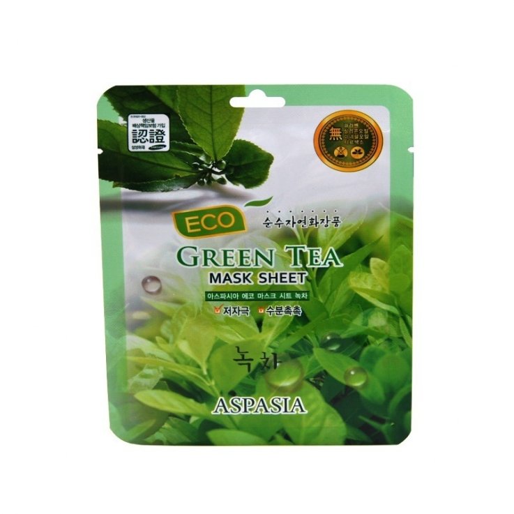 Тканинна маска для обличчя Aspasia Eco Green Tea з екстрактом зеленого чаю