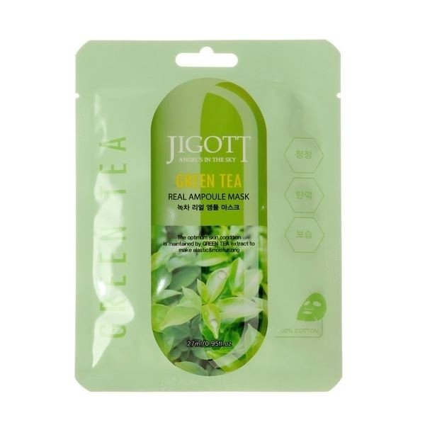 Маска тканинна для обличчя Jigott Green Tea Real Ampoule Mask з екстрактом зеленого чаю