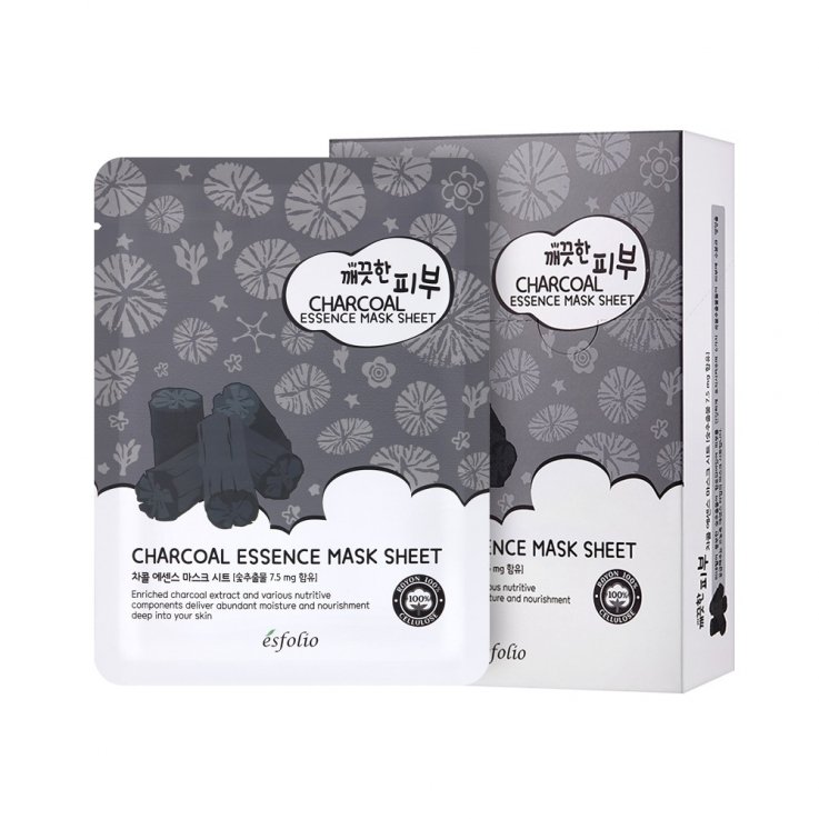 Маска тканевая для лица Esfolio Pure Skin Essence Charcoal Mask Sheet с углем