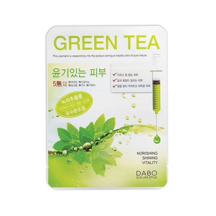Тканинна маска для обличчя Dabo First Solution Mask Pack Green tea з екстрактом зеленого чаю