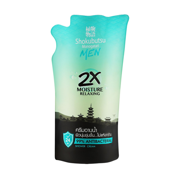 Крем-гель LION Shokubutsu Monogatari для душа Moisture Relaxing для мужчин 400мл запаска