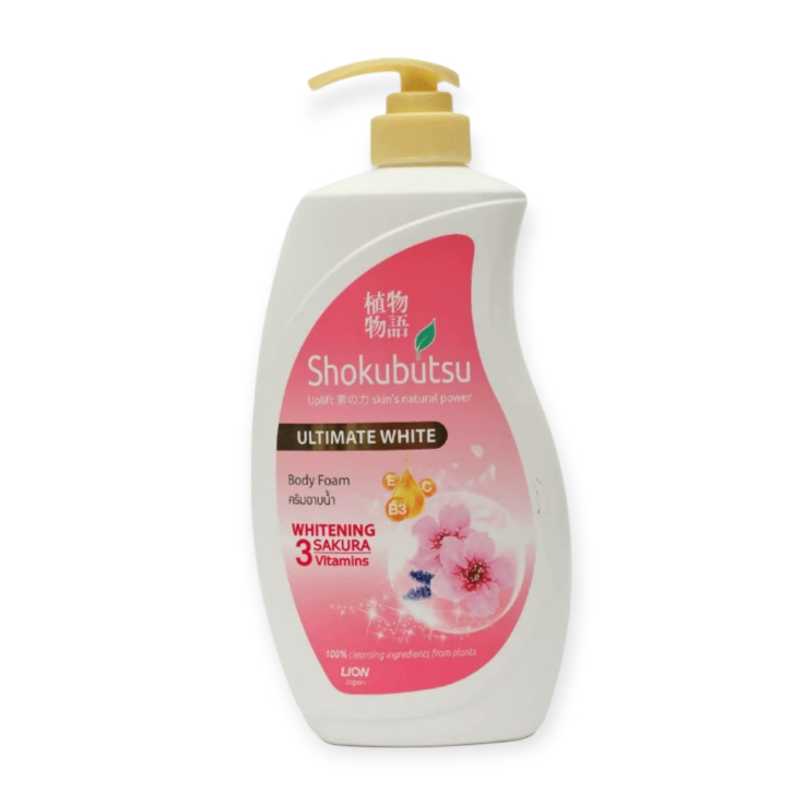 Крем-пена LION Shokubutsu для душа Ultimate White Whitening Sakura 500мл