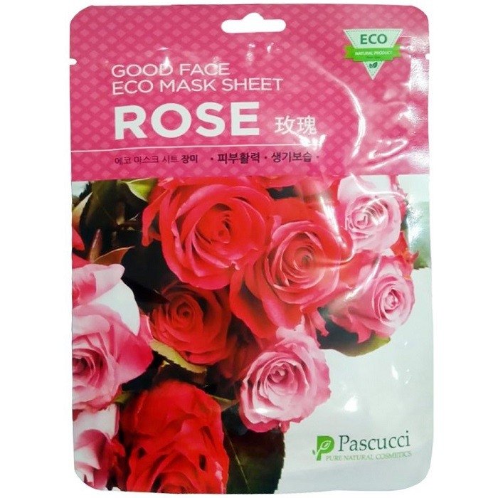 Тканинна маска для обличчя Amicell Pascucci Good Face Eco Rose з екстрактом троянди