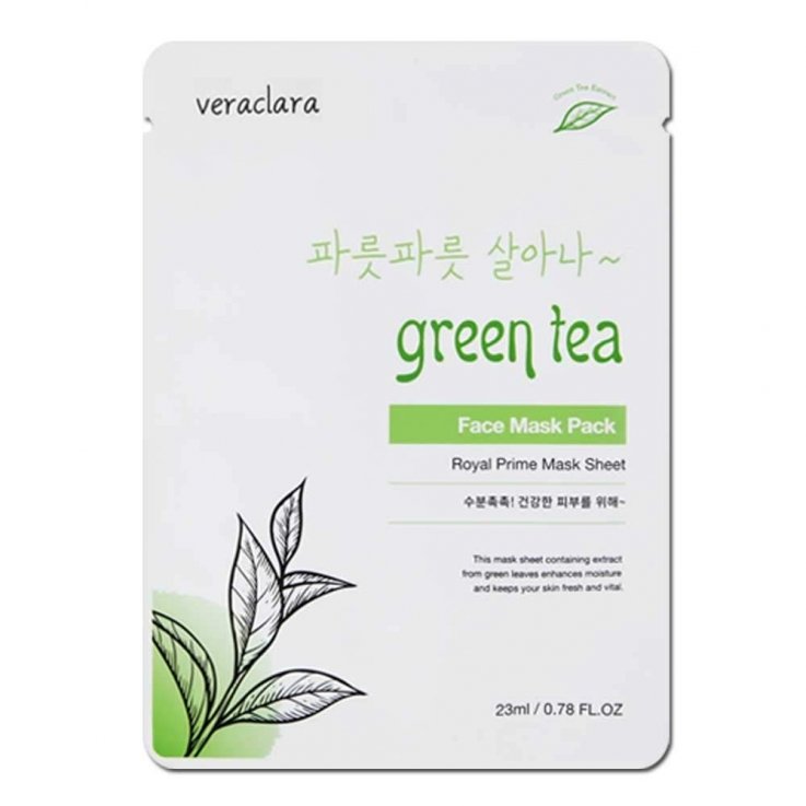 Тканевая маска для лица Veraclara Green Tea face mask с экстрактом зеленого чая