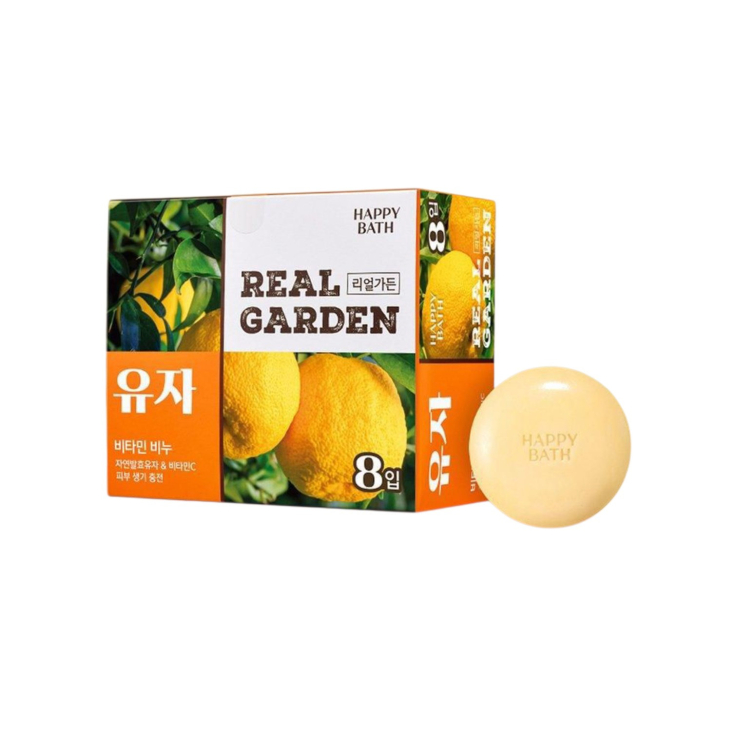 Мило тверде Happy Bath косметичне вітамінне Real Garden з юдзу 90 г * 8 шт