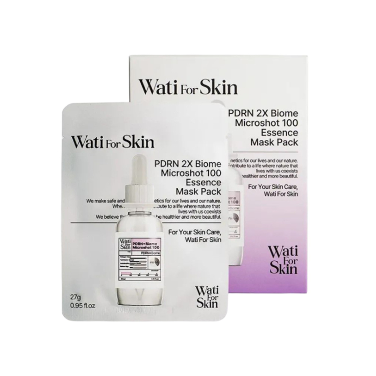 Маска WATI FOR SKIN тканинна для обличчя PDRN 2X Biome Micro Spicule 100 з біомом для регенерації 27г
