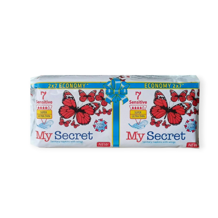 Гигиенические прокладки с крылышками ТМ "My Secret" SENSITIVE SUPER ULTRA THIN (super 4*) экономичная упаковка