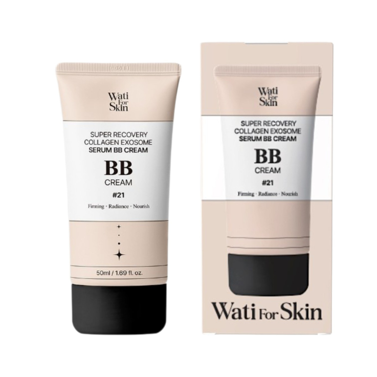 Крем WATI FOR SKIN BB для обличчя Super Recovery Collagen Exosome Serum BB Cream з колагеном відновлюючий 50мл