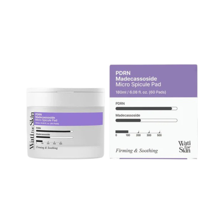 Пади WATI FOR SKIN для лица PDRN Madecassoside Micro Spicule Pad с мадекасосидом для успокоения 60шт