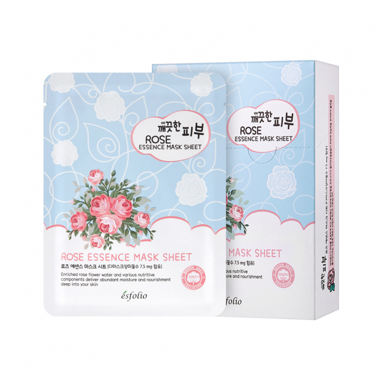 Маска тканевая для лица Esfolio Pure Skin Essence Rose Mask Sheet с розой