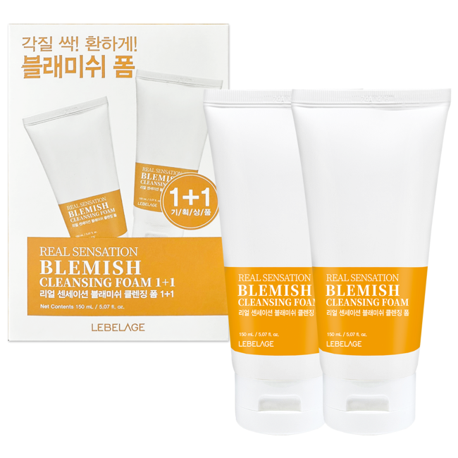 Піна LEBELAGE для вмивання обличчя Real Sensation Blemish очищення пор 150мл х 2 шт.