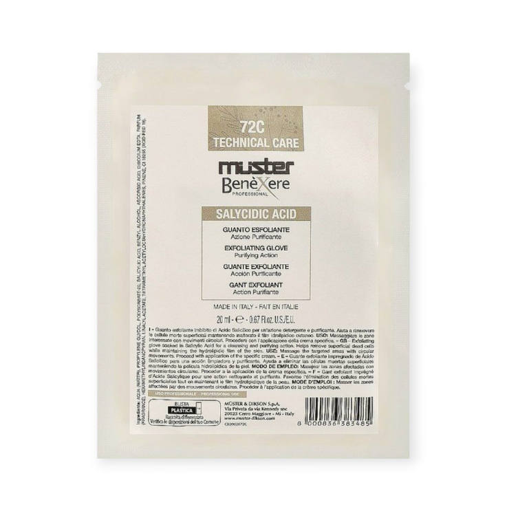 Пилинг-рукавичка Muster Benexere 72C для тела пропитанная салициловой кислотой для очищения и детоксикации 20мл