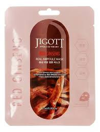 Маска тканинна JIGOTT для обличчя Red Ginseng Real Ampoule з екстрактом червоного женьшеню 27мл