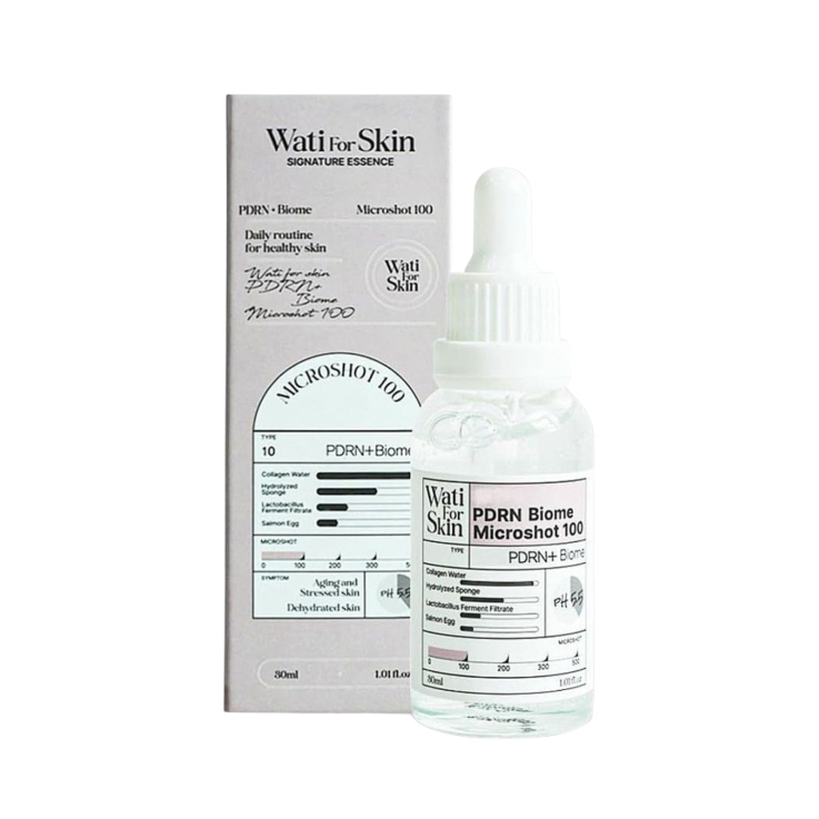 Есенція WATI FOR SKIN для обличчя PDRN + Biome Essence Micro Spicule 100 балансуюча з пробіотиками 30мл