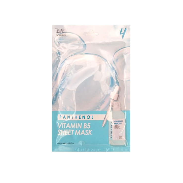 Маска тканевая Tenzero для лица Panthenol Vitamin B5 Ampoule Sheet Mask успокаивающая с пантенолом и витамином B5 25мл
