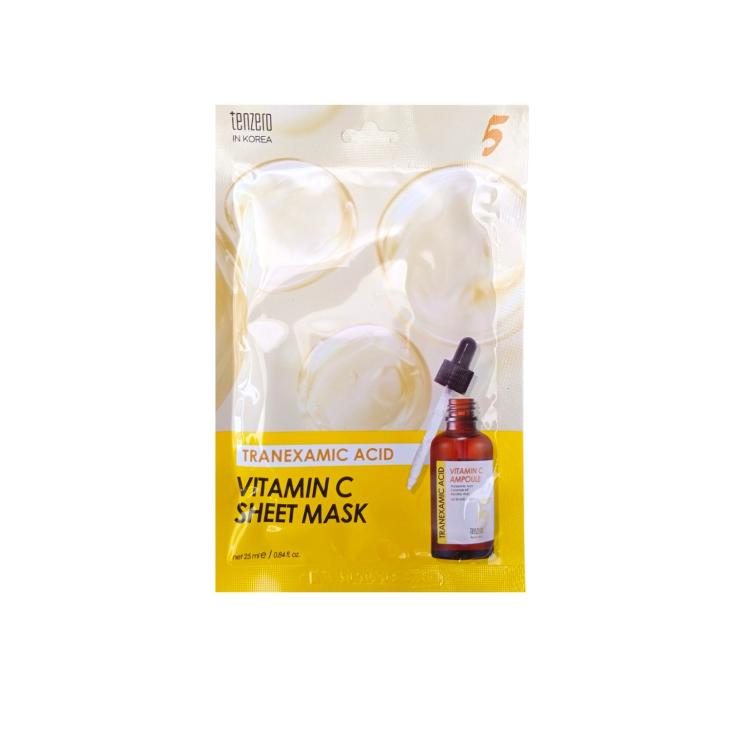 Маска тканевая Tenzero для лица Tranexamic Acid Vitamin C Ampoule Sheet Mask осветляющая с транексамовой кислотой и витамином С 25мл