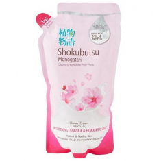 Крем-гель Shokubutsu Monogatari для душа Sakura &amp; Hokkaido Milk запаска 500мл